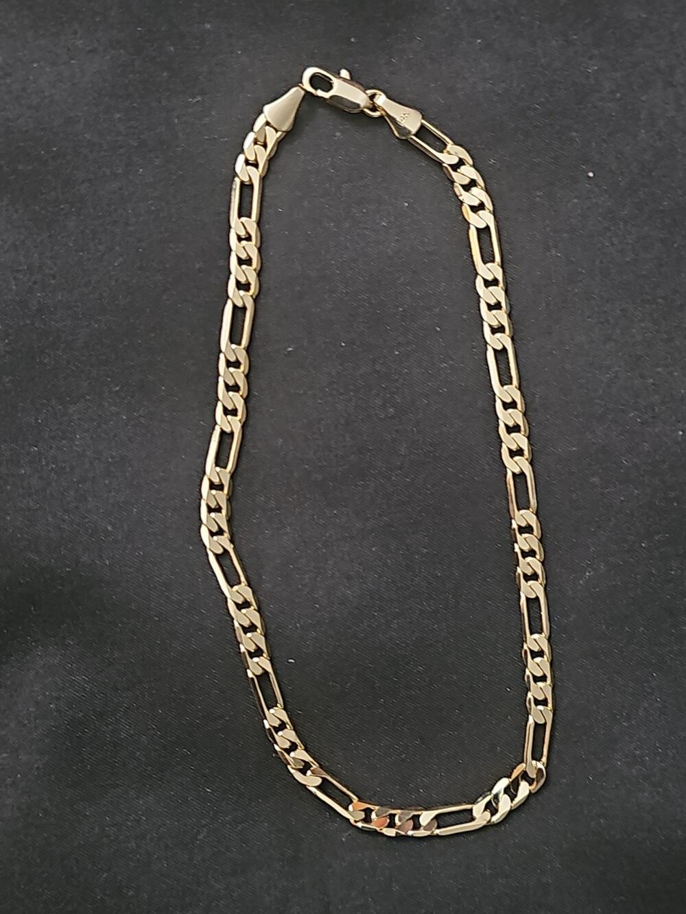 10in 14k Gold-Plated brass-4.2mm tight Figaro ANKLET/Bracelet